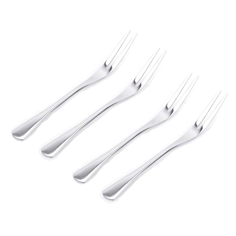 VANRA 5.1in 4-Piece Salad Forks Set Stainless Steel Cocktail Appetizer Dessert Fork Tasting Forks Silver Flatware Set - Image 1
